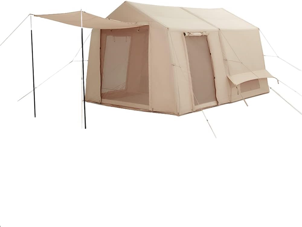 Outdoor Inflatable Camping Tent with Pump, 12m2 Glamping Tents, Easy Setup 4 Season Windproof House for Fishing, Camping & Hiking