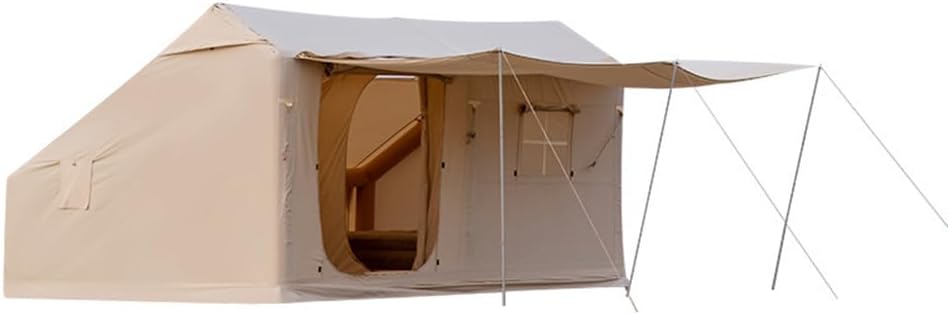 Camping Cabin Inflatable Camping Tent Outdoor Blow Up Tent Suitable for 5-8 People Integrated Air Column Water Repellent Cotton with Vest