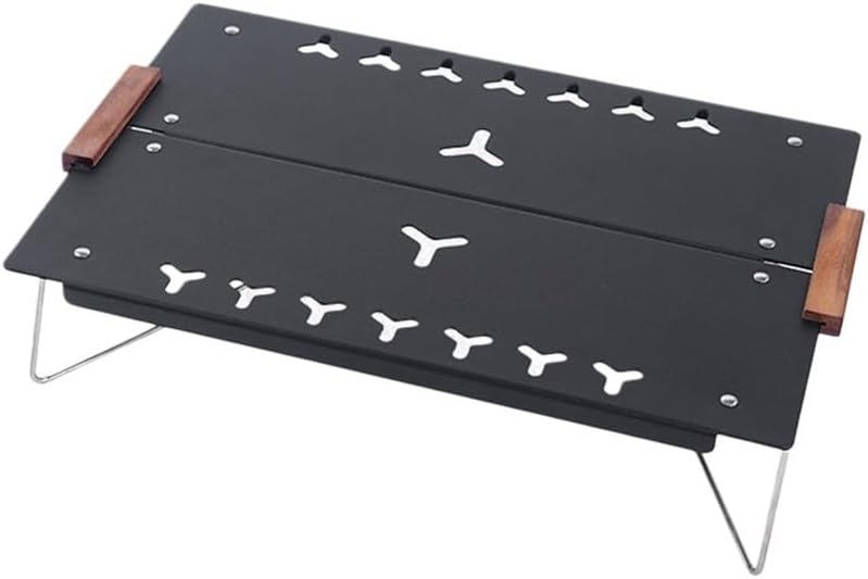 Mini Camping Table, Folding Picnic Table with Aluminum Alloy Frame, Portable Outdoor Table for Hiking and Backpacking, Black（Black）