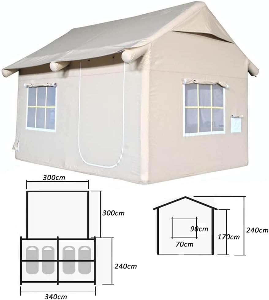 Outdoor Inflatable Camping Tent with Canopy, Air Pump, 4-6 Person Glamping Tents Easy Setup Waterproof House for Fishing, Camping & Hiking