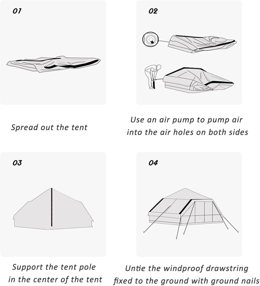 Inflatable Camping Tent with Pump, 5-8 Person Glamping Tents, Easy Setup 4 Season Waterproof Windproof Outdoor House for Fishing, Camping & Hiking