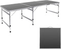Camping Table 6FT Folding Table Large 3 Adjustable Height Portable Picnic Camp Aluminum Outdoor Table Picnic BBQ Black