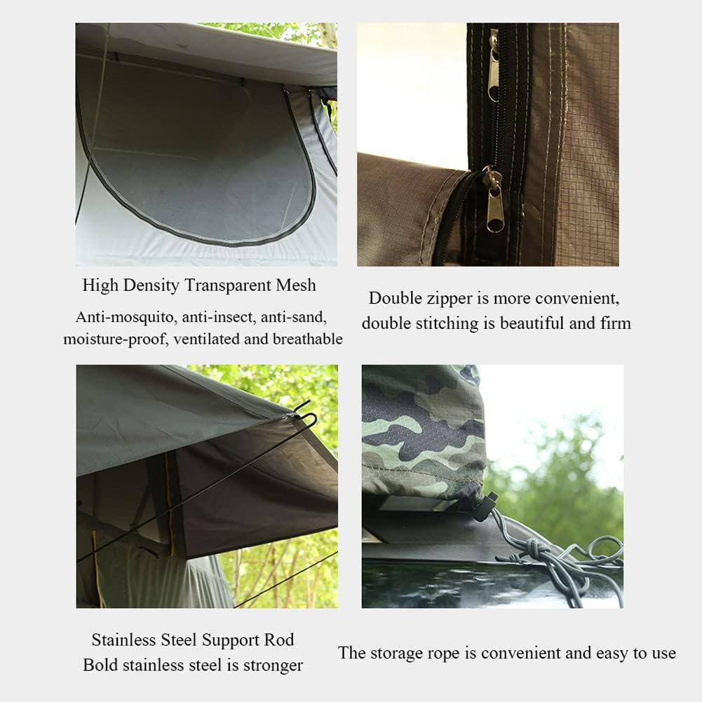 roof Tents for Camping Roof Tent Truck SUV Roof Tent with Ladder, Roof Tent Camping Waterproof Skylight Tent Breathable Large Space Outdoor Travel Fishing for 3-5 People