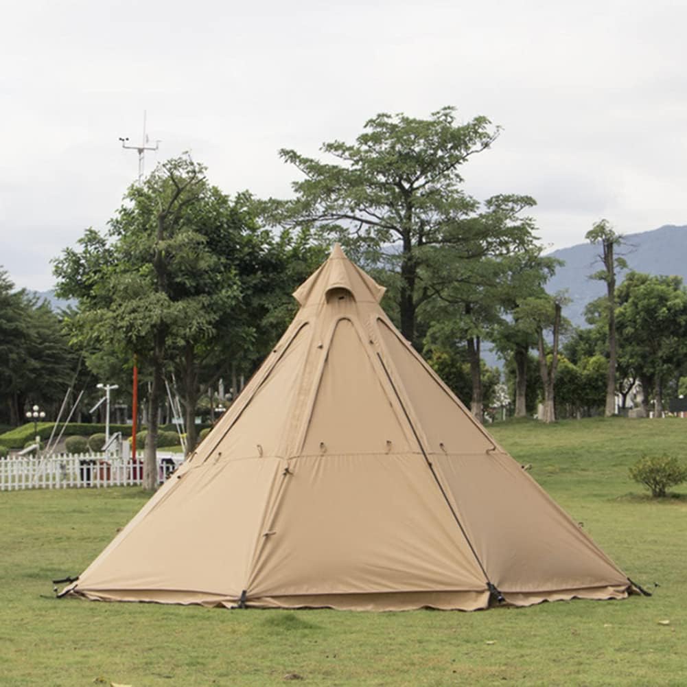 Large Pyramid Teepee Camping Tent with Stove Hole Indian Tipi Tent with Carry Bag for 5-8 Person Family Camping Hot Tents (Color1)