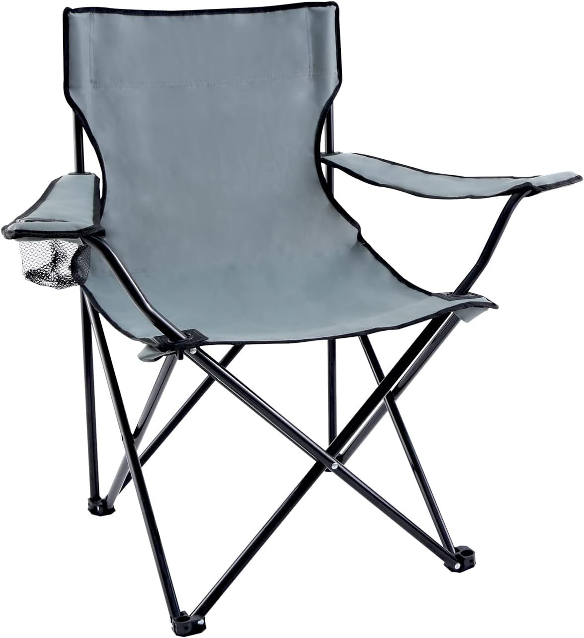 Portable Folding Grey Camping Chair, 1-Pack