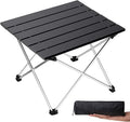 Portable Camping Table with Aluminum Table Top, Folding Beach Table Easy to Carry, Prefect for Outdoor, Picnic, BBQ, Cooking, Festival, Beach, Home Use (Black-S)