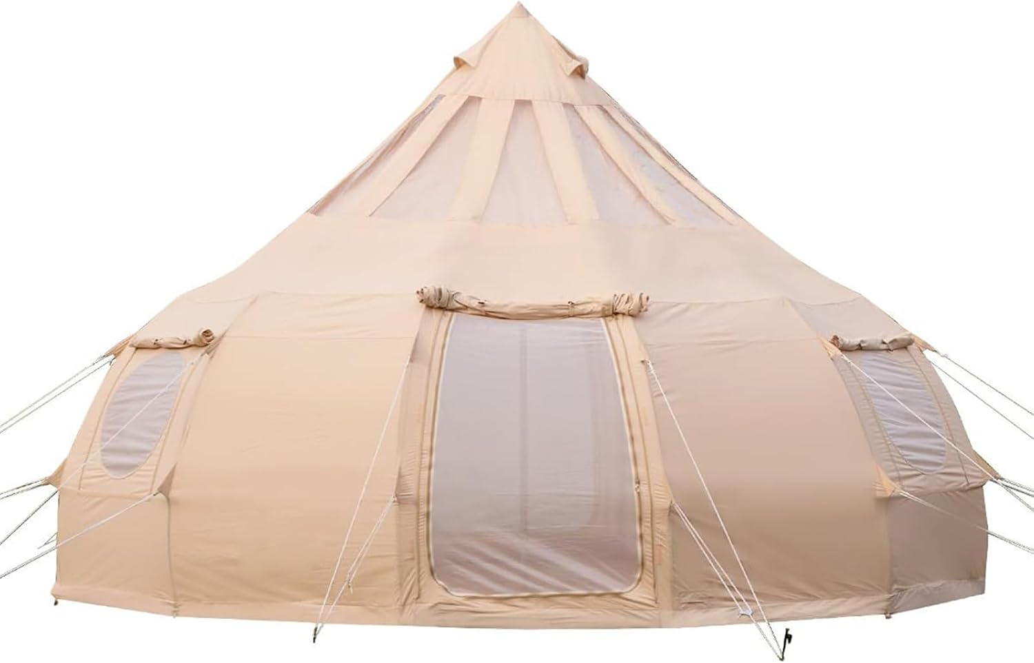 Cotton Canvas Family Camping Tent for 8-10 Person, 4 Season Glamping Tent, Hot Tent with Stove  Yurt Tipi, Teepee Tent, 500x500x315cm, Beige