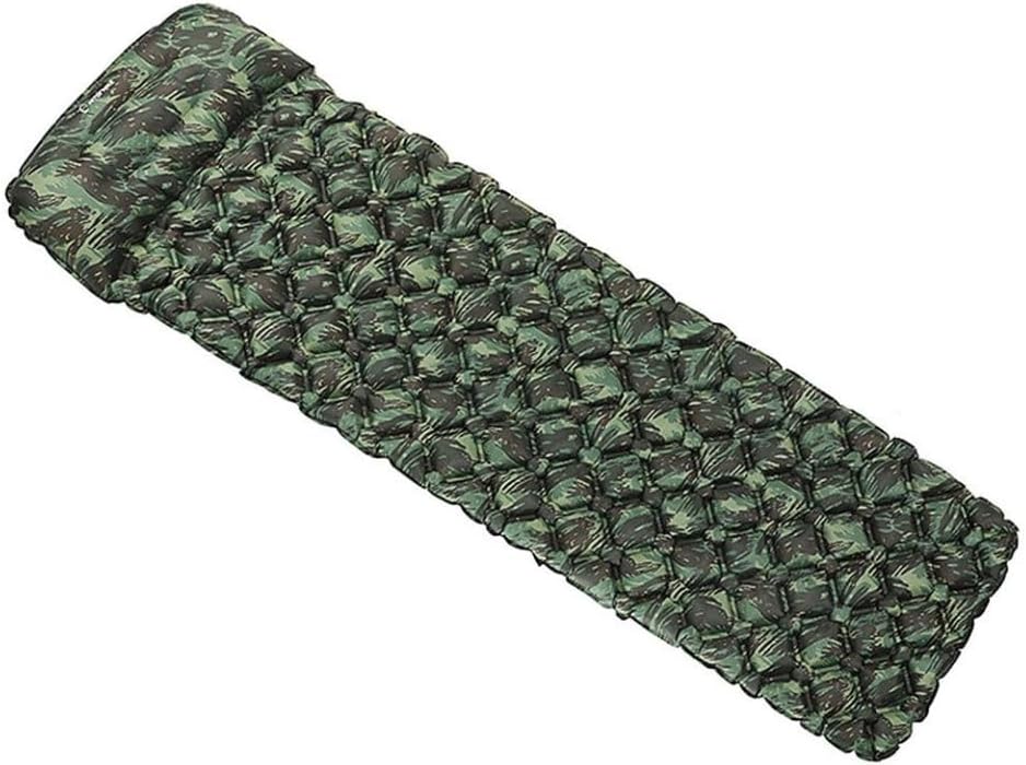 Ultralight Inflatable Sleeping Pad - Camping Mattress for Backpacking, Hiking with Bag, Repair Kit, Compact Sleeping Mat for Camping (Green Camo), Small Single