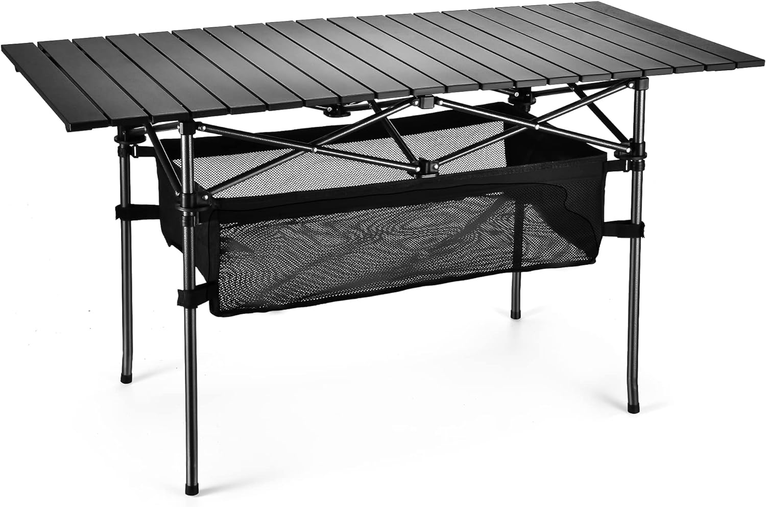Lightweight Aluminum Folding Camping Table (47” x 21.65” x 26.7”), Portable Roll-Up Design for Outdoor, Camping, Beach, BBQ, Patio, and Picnic, Durable & Waterproof with Carrying Bag