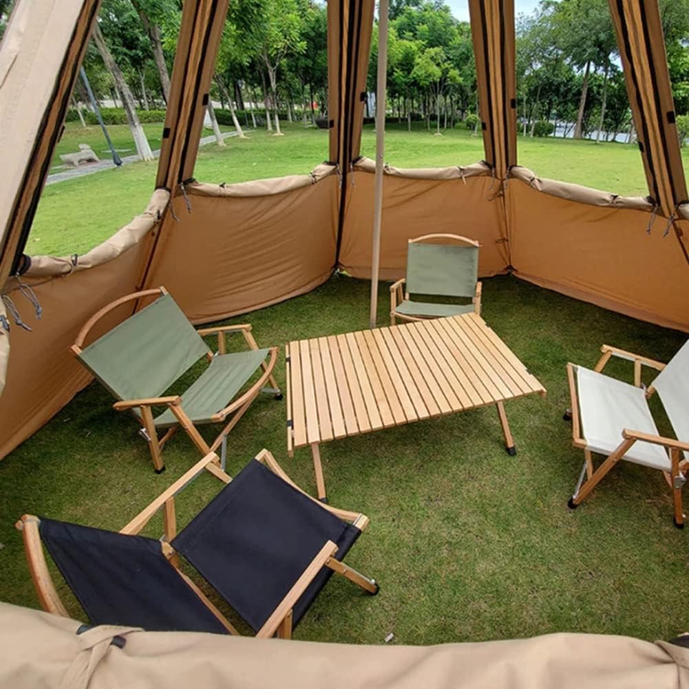 Large Pyramid Teepee Camping Tent with Stove Hole Indian Tipi Tent with Carry Bag for 5-8 Person Family Camping Hot Tents (Color1)