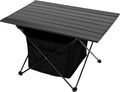 Portable Folding Aluminum Alloy Camping Table with High-Capacity Storage and Carry Bag, Small Size, for Camping, Traveling, Hiking, Fishing, Beach, BBQ,Black
