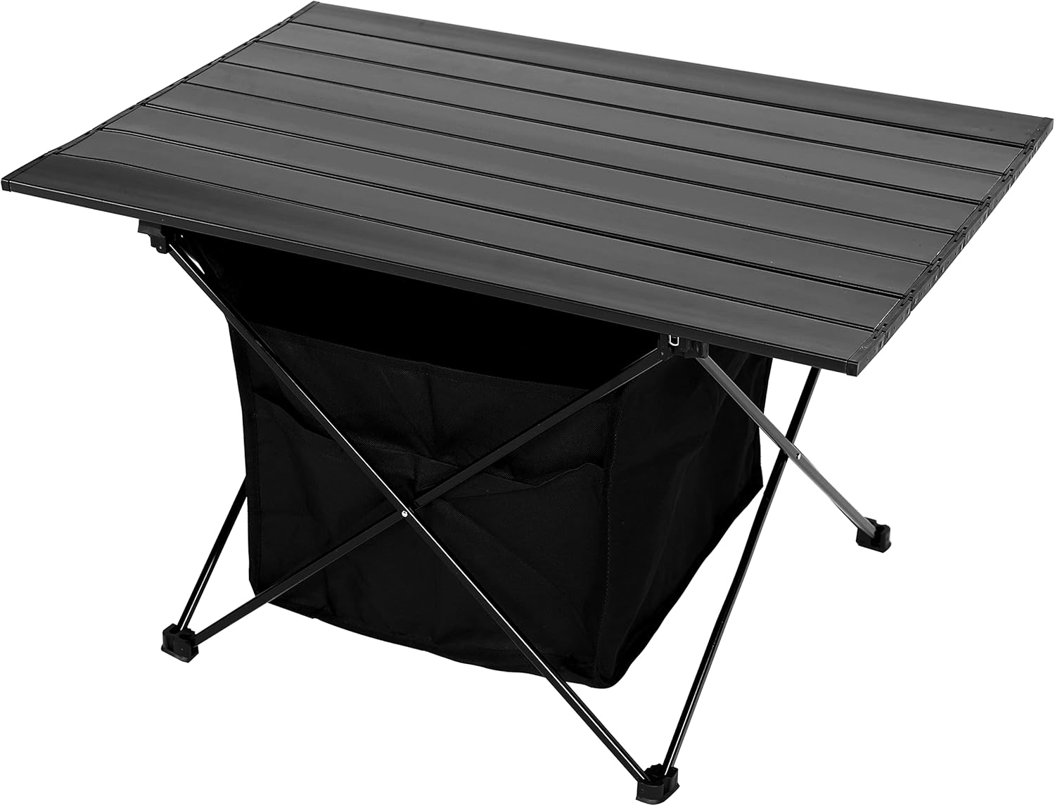 Portable Folding Aluminum Alloy Camping Table with High-Capacity Storage and Carry Bag, Small Size, for Camping, Traveling, Hiking, Fishing, Beach, BBQ,Black