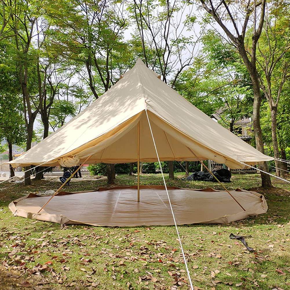 Mongolia Yurt Tent Large Camping Tent 5-8 Persons Outdoor Indian Bell Tent Family Tents for Family Self-Driving Travel Hiking (Khaki 3m) (Khaki 4m)